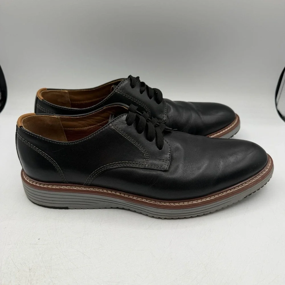 Johnston & Murphy Upton Derby Shoes Mens Sz 12 M Black Leather Plain Toe Oxfords
